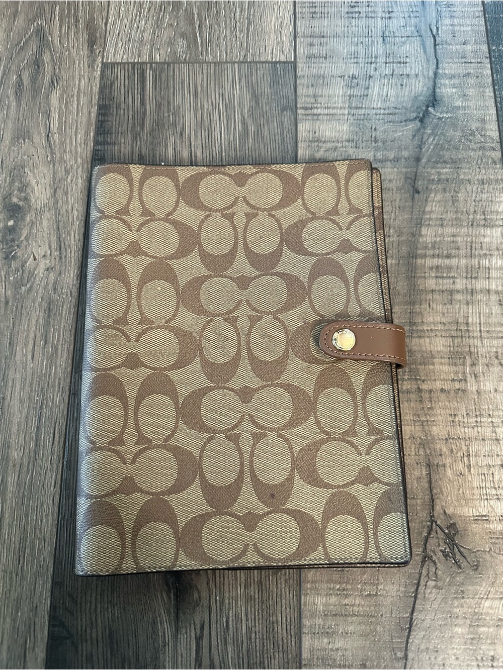 Coach Signature Canvas Smooth Leather Notebook / Paper Holder